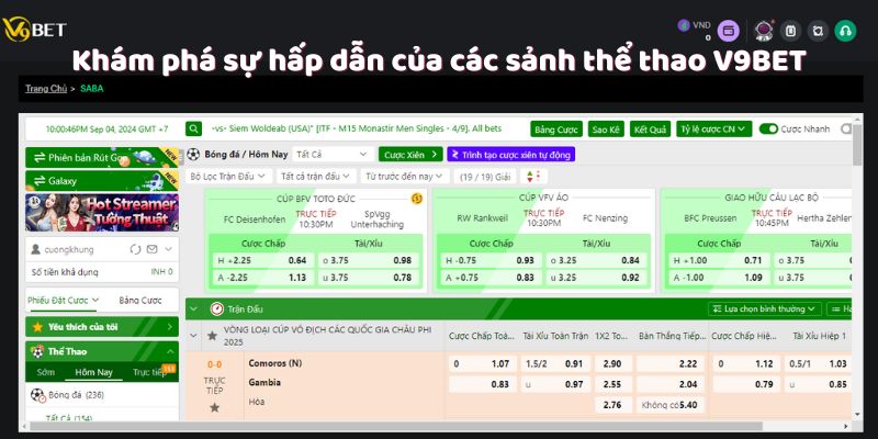 Khám phá sự hấp dẫn của các sảnh thể thao V9Bet